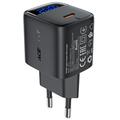 Caricabatterie Acefast A113 20W GaN USB-C con display a LED - Nero