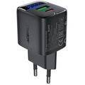 Caricabatterie rapido a doppia porta Acefast A116 GaN 35W con display a LED - Nero