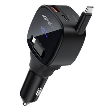 Caricabatterie da auto veloce Acefast B17 95W con cavo USB-C retrattile - Nero