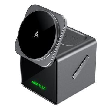 Acefast E34 Stazione di ricarica elettrica wireless Flip 3 in 1 per smartphone, smartwatch e auricolari - Nero