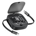 Set cavo USB-C retrattile Acefast Travel J3 da 60W con supporto per telefono - Nero
