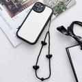 Portachiavi per cellulare con cuore in acrilico e perline, 23.5cm - Nero