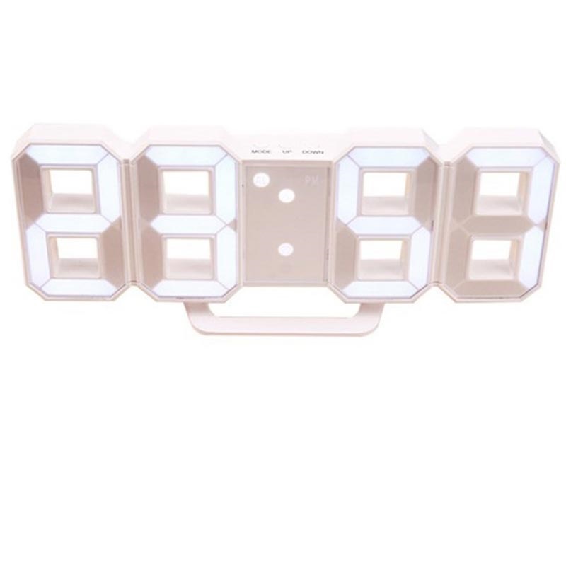 Orologio Elettrico Digitale a LED 3D Regolabile - Bianco
