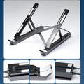 Supporto per laptop in alluminio regolabile con retroilluminazione RGB e hub USB - Nero