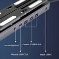 Supporto per laptop in alluminio regolabile con retroilluminazione RGB e hub USB - Nero