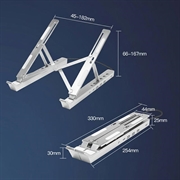 Supporto per laptop in alluminio regolabile con retroilluminazione RGB e hub USB - Argento
