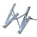 Supporto per laptop in alluminio regolabile con retroilluminazione RGB e hub USB