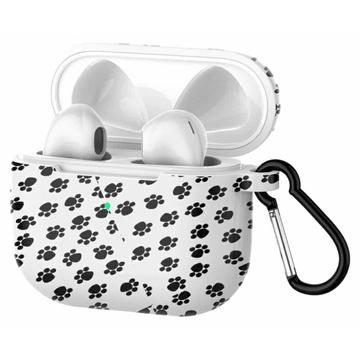 Custodia in silicone a fantasia per AirPods 3 con moschettone - Nero / Bianco