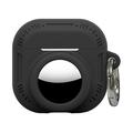 Custodia in silicone 2 in 1 per AirPods 5/4/AirTag con moschettone