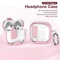 Custodia protettiva ibrida per AirPods 4 con blocco e gancio - Rosa / Trasparente
