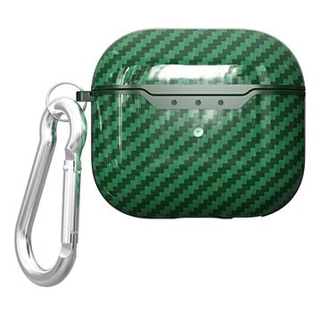 Custodia in TPU AirPods 4 con moschettone - Fibra di carbonio - Verde