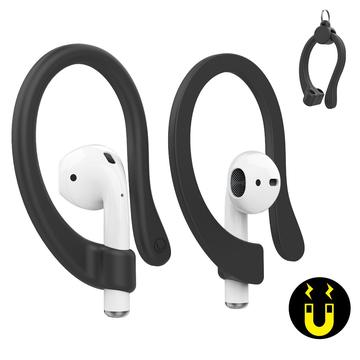 AirPods / AirPods Pro Ganci auricolari magnetici in silicone - Nero