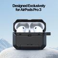 Custodia per AirPods Pro 3 Dux Ducis Pecs con supporto e gancio in lega - Nera