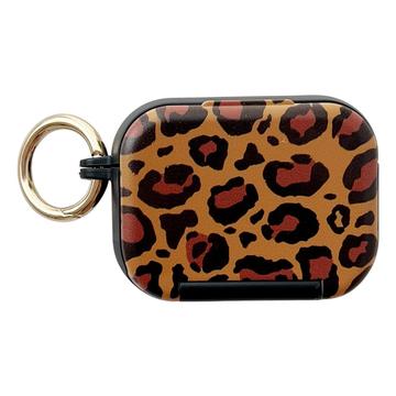 Custodia AirPods Pro 3 con stampa leopardata, supporto per telefono e specchio per il trucco