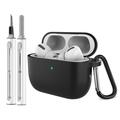 Custodia in silicone per AirPods Pro 3 con moschettone e penna per la pulizia - Nera