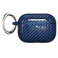 Custodia in TPU AirPods Pro 3 con moschettone - Fibra di carbonio - Blu