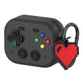 Custodia in plastica per AirPods Pro 3 in stile console di gioco vintage con ciondolo a forma di cuore - Nero