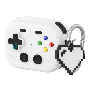 Custodia in plastica per AirPods Pro 3 in stile console di gioco vintage con ciondolo a forma di cuore - Bianco