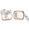Custodia protettiva ibrida per AirPods Pro con blocco e gancio - Oro / Trasparente