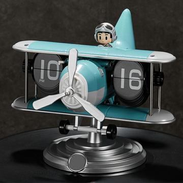 Orologio da scrivania a ribalta per aereo con display orario meccanico - Blu