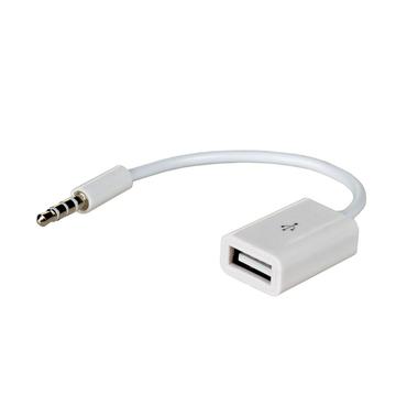 Adattatore Akyga da USB ad AUX 15 cm - USB-A femmina/3,5 mm maschio - Bianco
