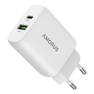 Caricabatterie da parete veloce GaN 30W Amorus - Bianco