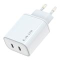 Caricabatterie doppio USB-C Amorus PD 45W GaN – Bianco
