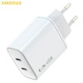 Caricabatterie doppio USB-C Amorus PD 45W GaN – Bianco