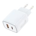 Caricatore da muro Amorus PD Fast Charging – 20 W USB-C, 18 W USB-A - Bianco