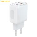 Caricatore da muro Amorus PD Fast Charging – 20 W USB-C, 18 W USB-A - Bianco
