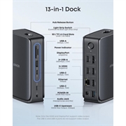 Hub multifunzionale Anker 13-in-1 - 2x USB-C, 3x USB-A, Power Delivery da 100W - Grigio
