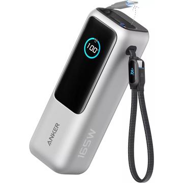 Anker 25000mAh Power Bank 165W con 2 cavi USB-C integrati - Argento