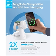 Caricabatterie wireless Anker MagGo 3 in 1 da 15W - 1.67A - Bianco
