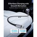 Caricabatteria da auto Anker Nano 75W con cavo USB-C retrattile e porta USB-C - Grigio