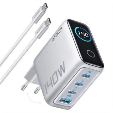 Anker Zolo 140W GaN Caricabatterie da tavolo con cavo USB-C - Color Argento
