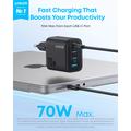 Caricabatterie da muro Anker Zolo 70W GaN - 3 porte USB-C, 1 porta USB-A - Nero