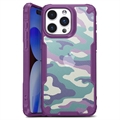 Custodia Ibrida Anti-Shock per iPhone 15 Pro Max - Camouflage - Viola