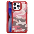 Custodia Ibrida Anti-Shock per iPhone 15 Pro Max - Camouflage - Rossa