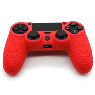 Custodia protettiva in silicone antiscivolo per controller PS4 - Rosso