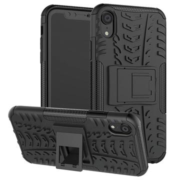 Cover Ibrida Antiscivolo con Funzione di Supporto per iPhone XR - Nera