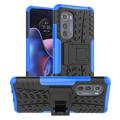 Custodia Ibrida Antiscivolo per Motorola Edge (2022) con Supporto - Blu / Nero