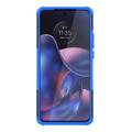 Custodia Ibrida Antiscivolo per Motorola Edge (2022) con Supporto - Blu / Nero