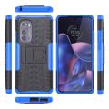 Custodia Ibrida Antiscivolo per Motorola Edge (2022) con Supporto - Blu / Nero