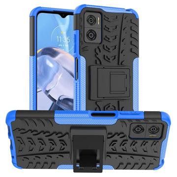 Custodia ibrida antiscivolo Motorola Moto E22/E22i con supporto - Blu / Nero