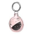 Custodia in silicone trasparente impermeabile per Apple AirTag 1/2 con portachiavi - Rosa