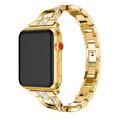 Cinturino da orologio da donna in acciaio con diamanti per Apple Watch (42/44/SE/45/46/49mm) - Oro