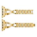 Cinturino da orologio da donna in acciaio con diamanti per Apple Watch (42/44/SE/45/46/49mm) - Oro