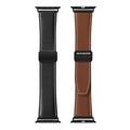 Apple Watch (42/44/SE/45/46/49mm) Cinturino in vera pelle Dux Ducis YA con fibbia a T - Nero
