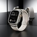 Cinturino in silicone con linea verticale e connettore in titanio per Apple Watch (42/44/SE/45/46/49mm) - Luce stellare