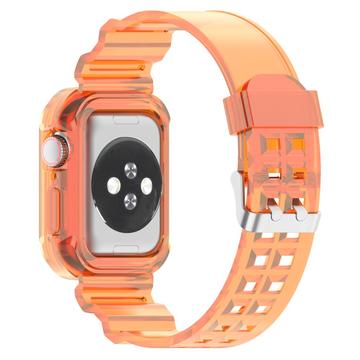 Cinturino di Ricambio in Silicone con Telaio Integrato Apple Watch Series 10 - 42mm - Trasparente Arancione